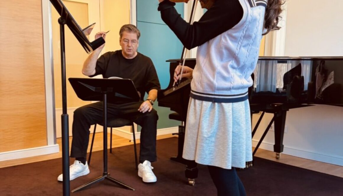 Briefing before rehearsal with the conductor